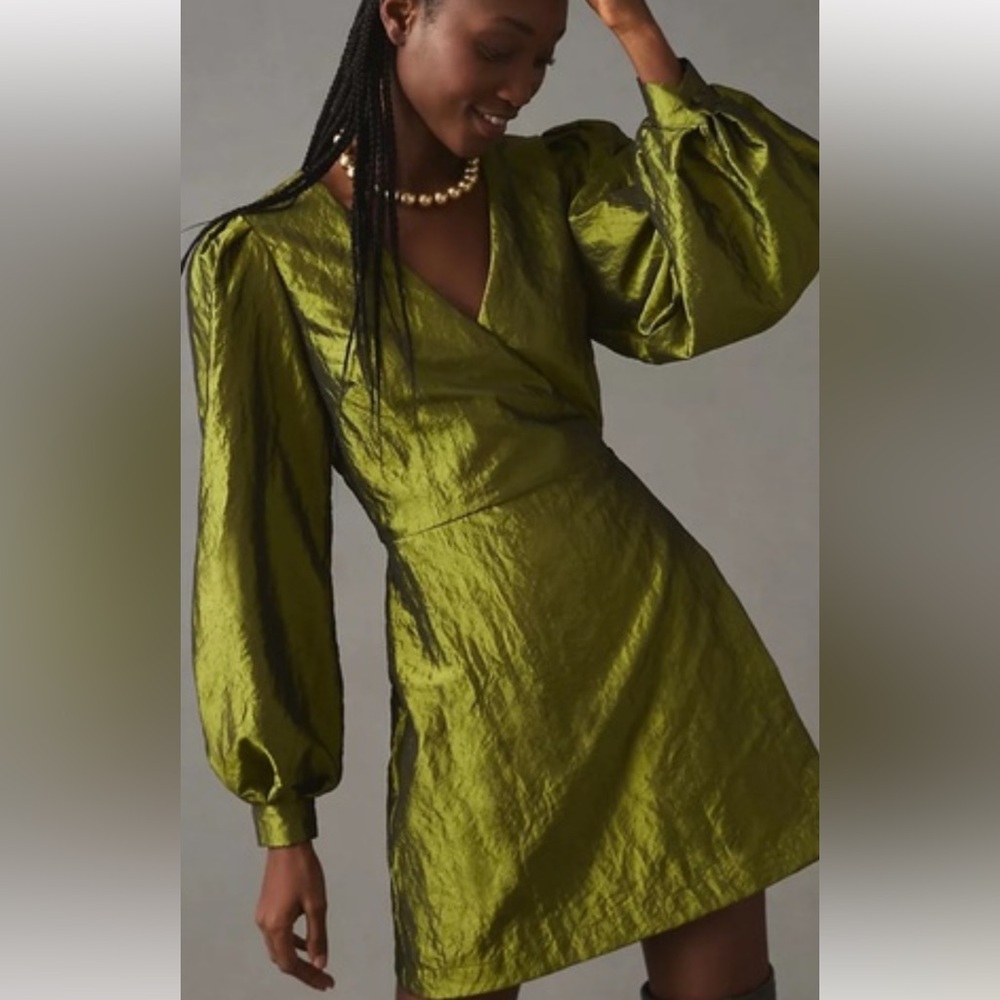 Shimmery green mini dress from Anthropologie